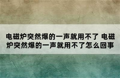 电磁炉突然爆的一声就用不了 电磁炉突然爆的一声就用不了怎么回事